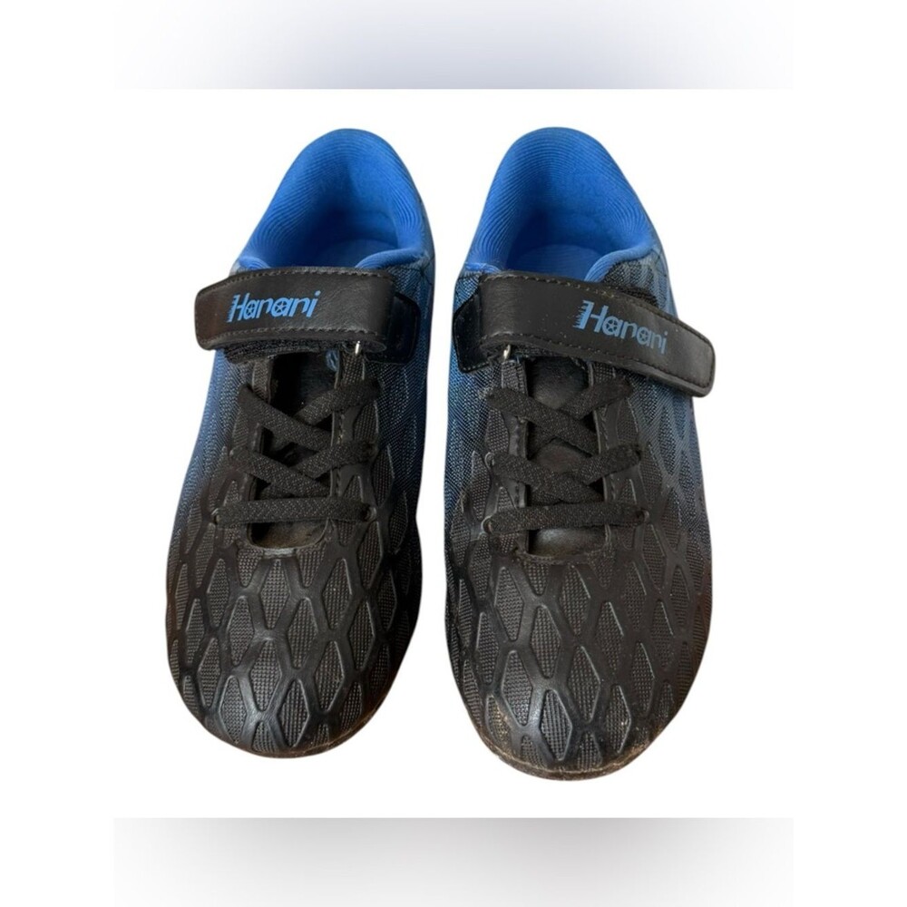 Hanani Kids Blue & Black Velcro Closure Athletic Sports Cleats. Little Kids 13. - Picture 3 of 10